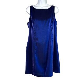 Vintage Y2K Betsey Johnson Iridescent Satin Sheath Dress Blue Size Extra Large